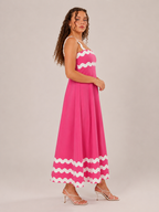 Élodie Women's Maxi Dress with Contrasting Wavy Straps and Elegant Flowing Fit