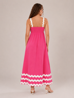 Élodie Women's Maxi Dress with Contrasting Wavy Straps and Elegant Flowing Fit