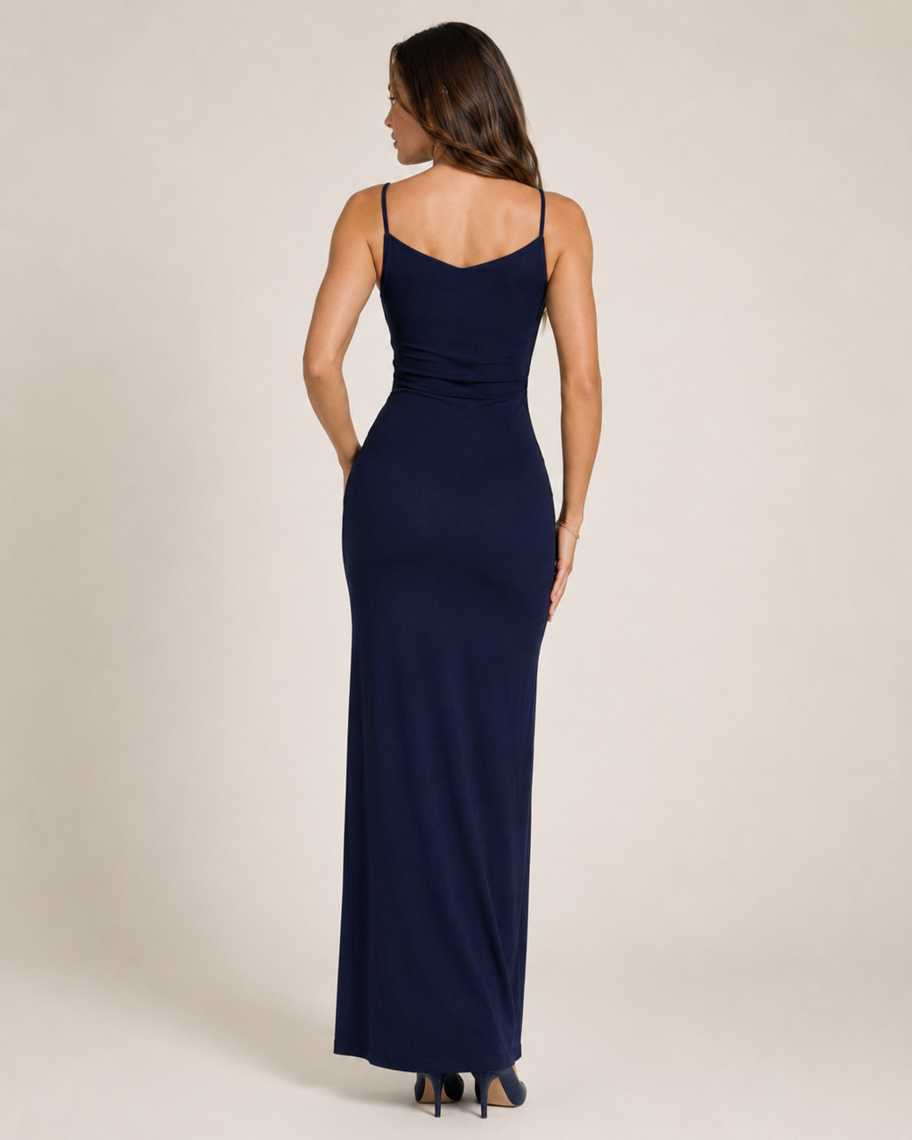 Vestido largo Loretta para mujer, ajustado, con abertura alta y elegante escote halter