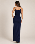 Vestido largo Loretta para mujer, ajustado, con abertura alta y elegante escote halter