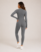 Kalia Seamless Sport Jumpsuit with Zipper, Long Sleeves, and Figure-Hugging Fit