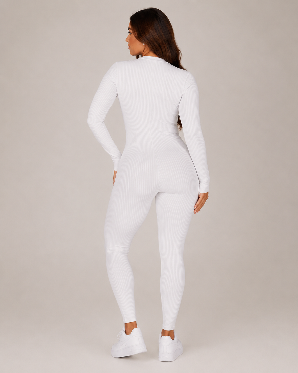 Kalia Seamless Sport Jumpsuit with Zipper, Long Sleeves, and Figure-Hugging Fit