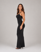 Vestido largo Karolina para mujer de modal, con tirantes finos y corte ajustado elegante