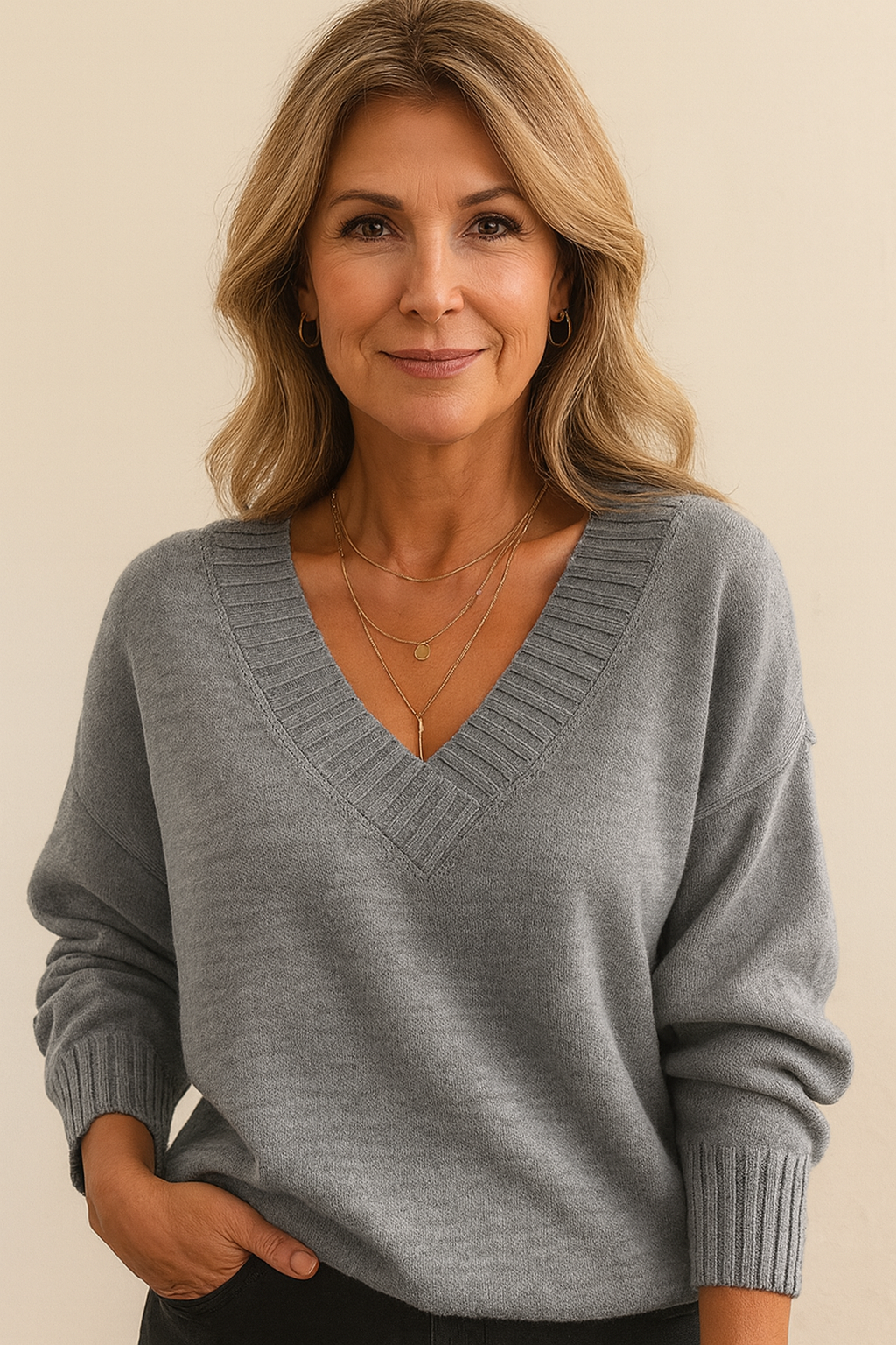 Beatrix Pull Cachemire Femme – Col V Élégant, Maille Douce & Chaleur Raffinée