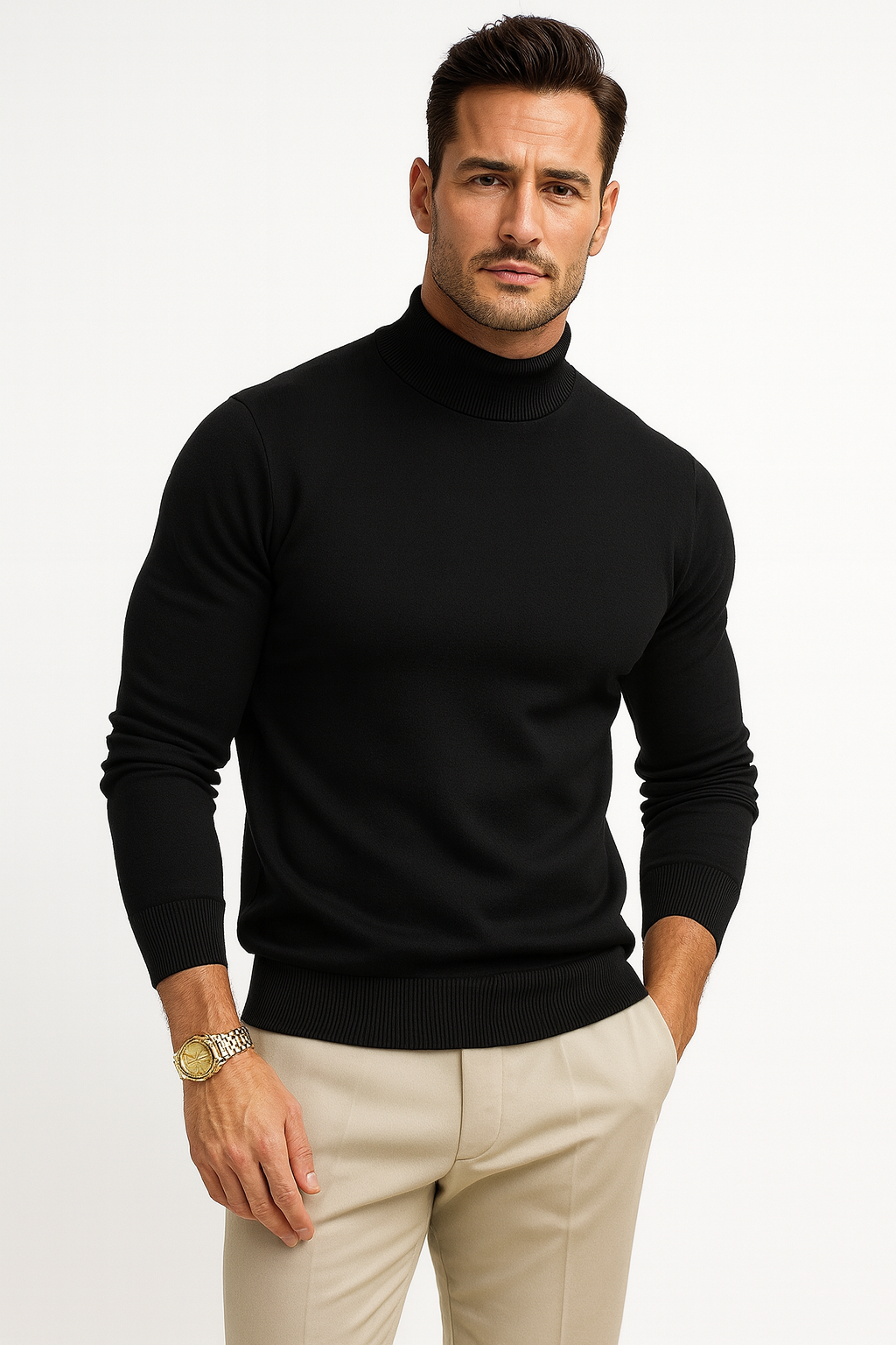 Étienne Pull Col Roulé Homme – Maille Douce, Coupe Ajustée & Style Élégant