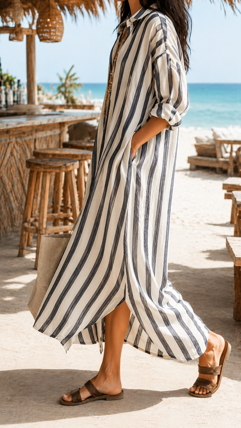 Camille Robe Chemise Maxi – Robe Longue Fluide au Style Méditerranéen