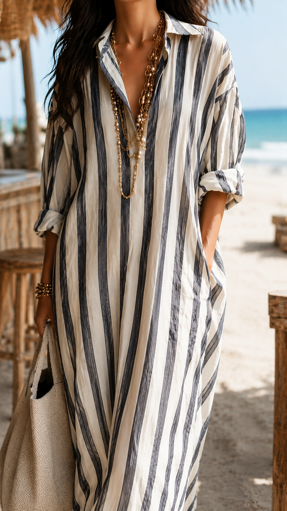 Camille Robe Chemise Maxi – Robe Longue Fluide au Style Méditerranéen
