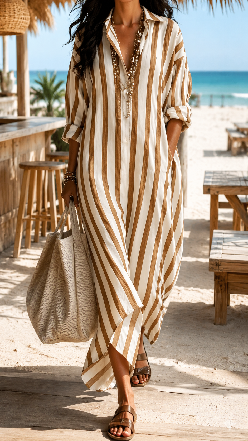 Camille Robe Chemise Maxi – Robe Longue Fluide au Style Méditerranéen