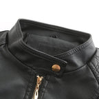 Freyja Veste Femme en Similicuir – Col Montant Élégant avec Fermetures Éclair Modernes
