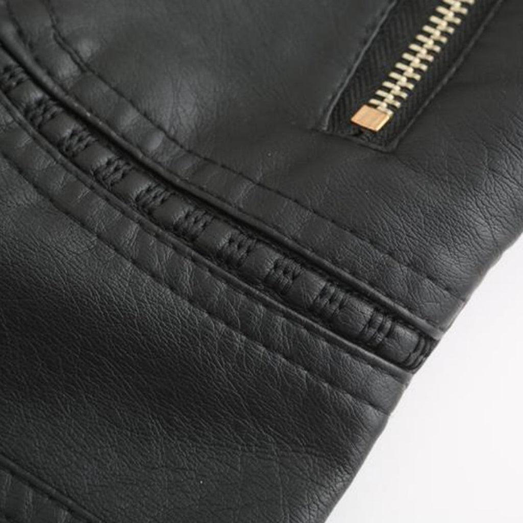 Freyja Veste Femme en Similicuir – Col Montant Élégant avec Fermetures Éclair Modernes