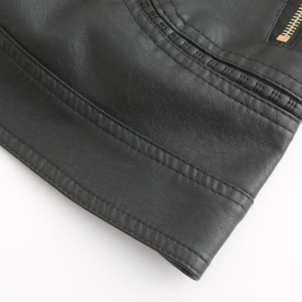 Freyja Veste Femme en Similicuir – Col Montant Élégant avec Fermetures Éclair Modernes