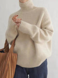 Katja Pull Femme – Pull Col Roulé en Maille Douce avec Coupe Ample Élégante