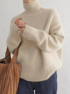 Katja Pull Femme – Pull Col Roulé en Maille Douce avec Coupe Ample Élégante