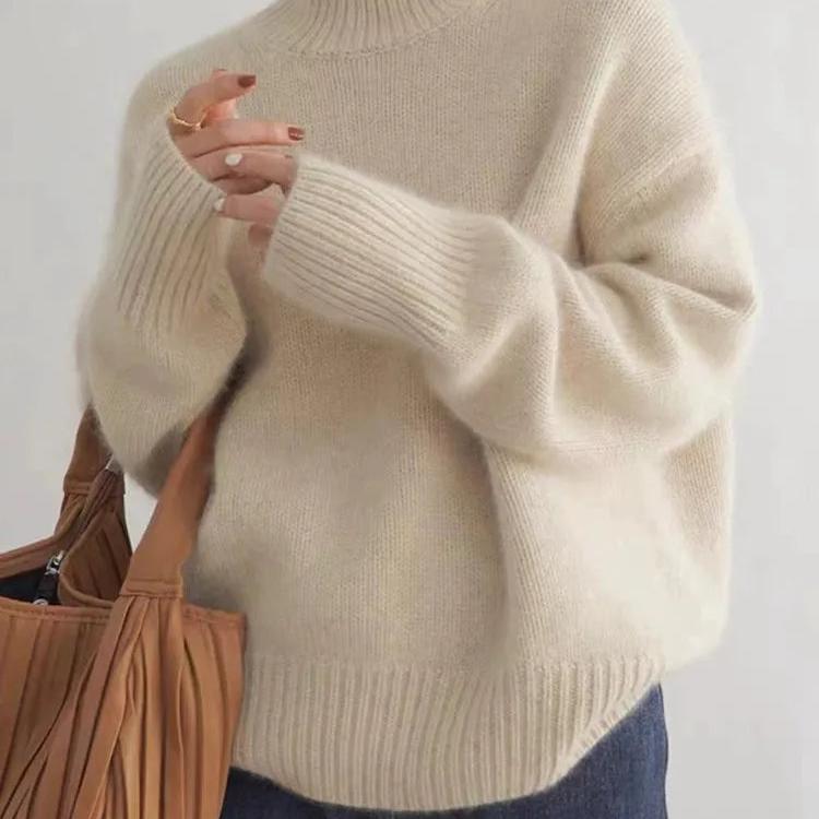 Astrid Pull Femme – Pull Cachemire Oversize à Col Roulé avec Maille Douce