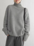 Katja Pull Femme – Pull Col Roulé en Maille Douce avec Coupe Ample Élégante