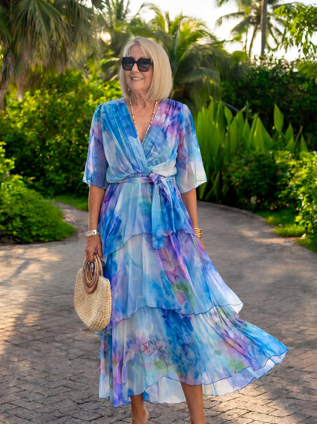 Anaïs Robe Élégante en Mousseline – Robe Fluide Croisée au Charme Intemporel