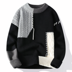 Adrien Pull Homme – Maille Patchwork Douce, Col Rond & Style Automne/Hiver
