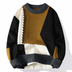 Adrien Pull Homme – Maille Patchwork Douce, Col Rond & Style Automne/Hiver
