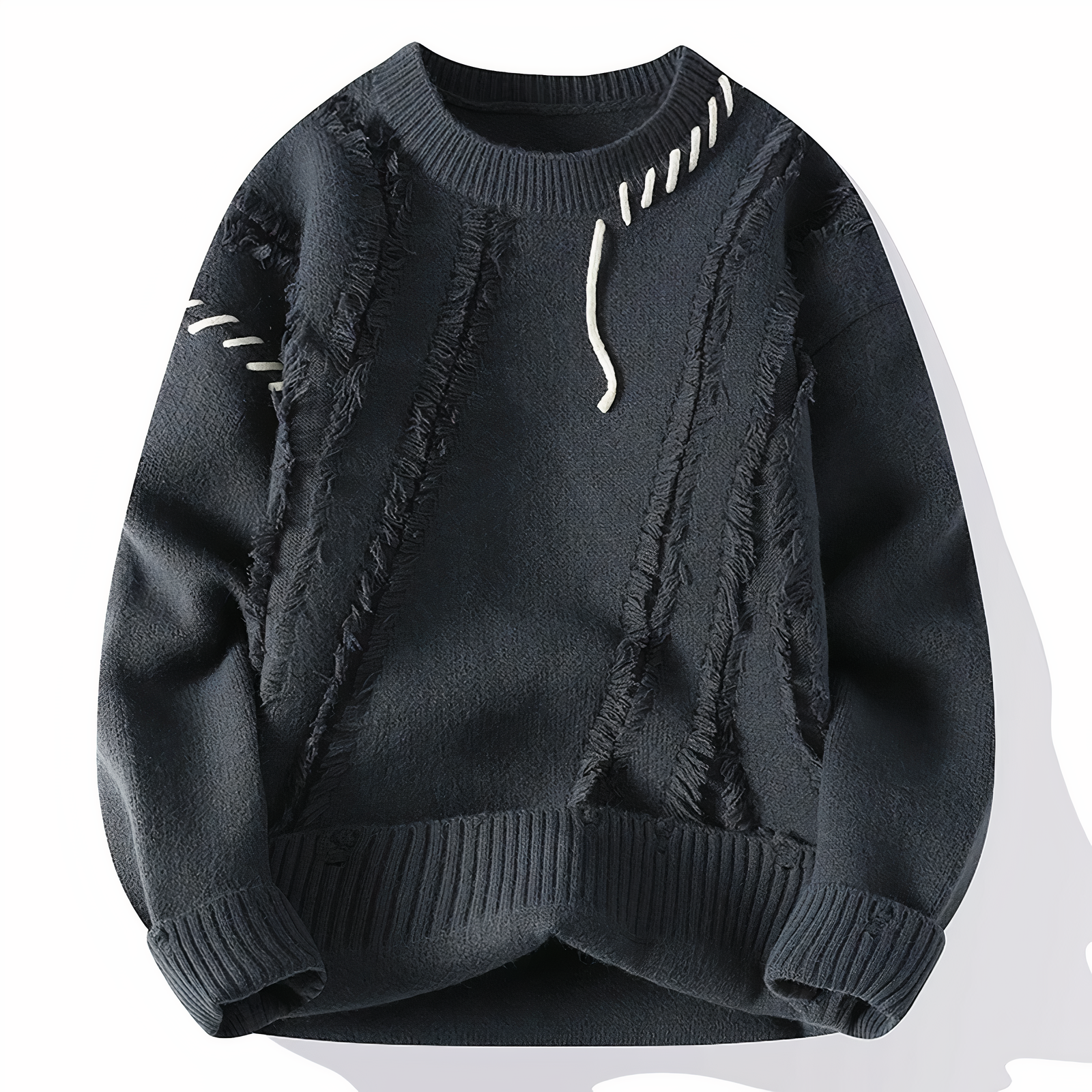 Adrien Pull Homme – Maille Patchwork Douce, Col Rond & Style Automne/Hiver