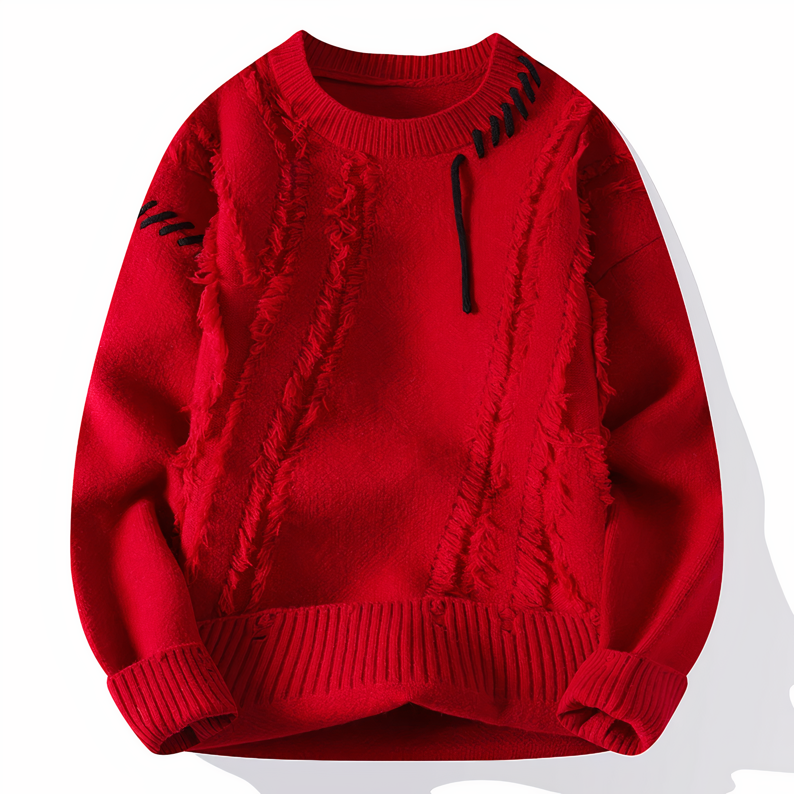 Adrien Pull Homme – Maille Patchwork Douce, Col Rond & Style Automne/Hiver