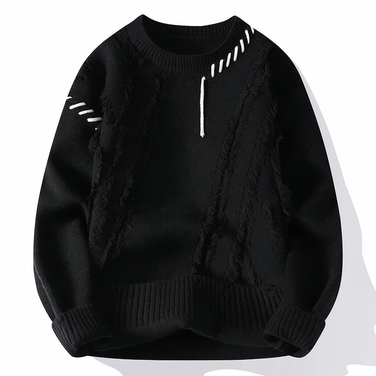 Adrien Pull Homme – Maille Patchwork Douce, Col Rond & Style Automne/Hiver