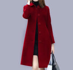 Dakota Women's Coat – Elegant Long Buttoned Coat with Refined Collar