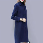 Dakota Women's Coat – Elegant Long Buttoned Coat with Refined Collar