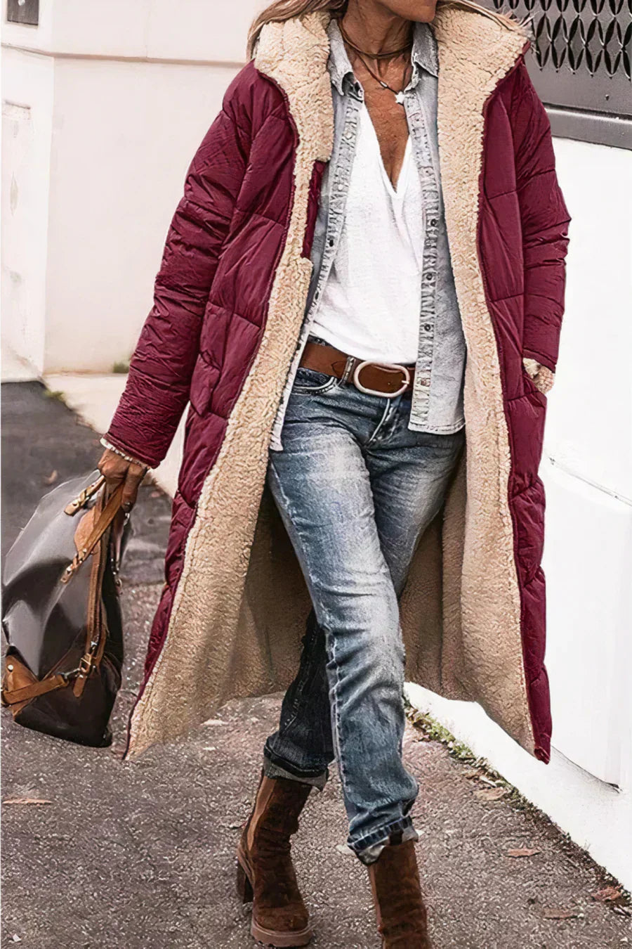 Evelyn Manteau Femme – Manteau Réversible Chaud avec Doublure Douce