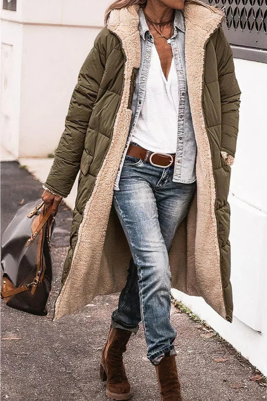 Evelyn Manteau Femme – Manteau Réversible Chaud avec Doublure Douce