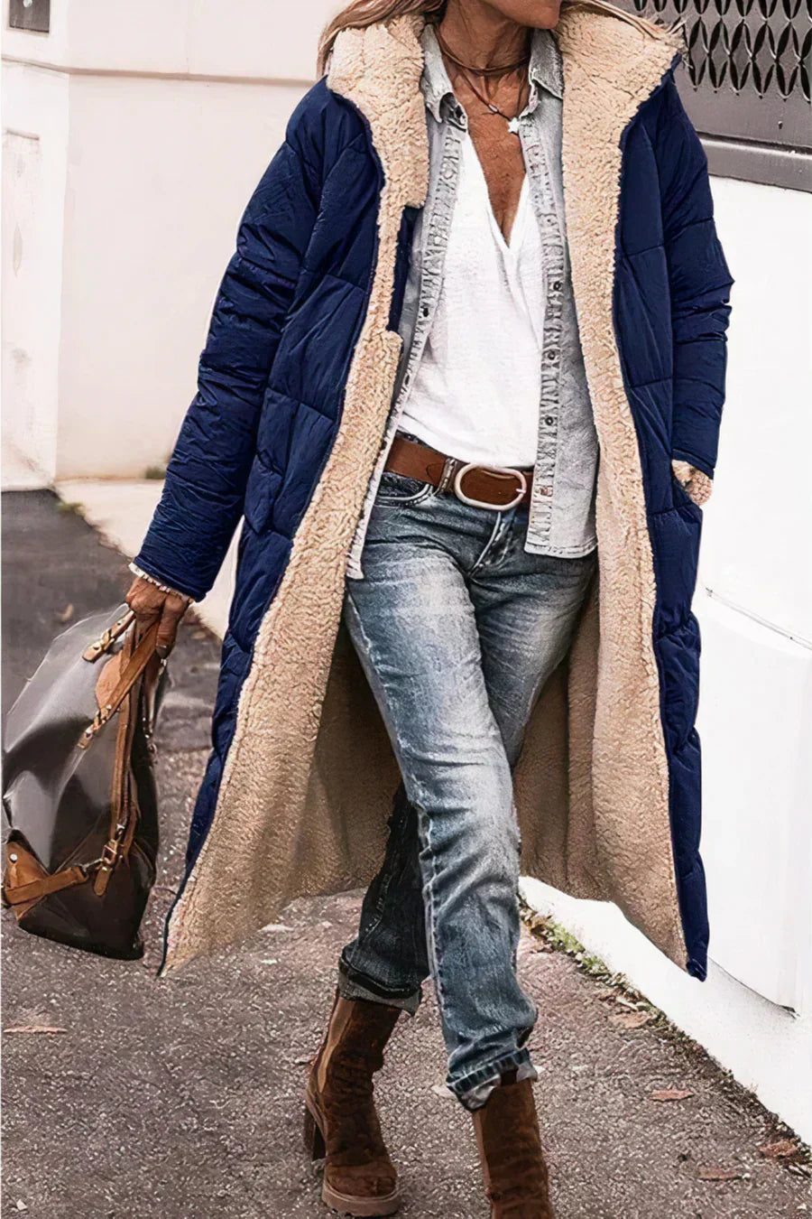 Evelyn Manteau Femme – Manteau Réversible Chaud avec Doublure Douce