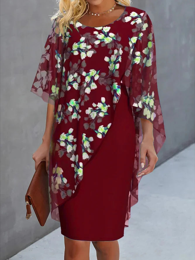 Abito in Chiffon Lauren da Donna – Abito Floreale Elegante con Taglio Fluido e Velo Leggero  