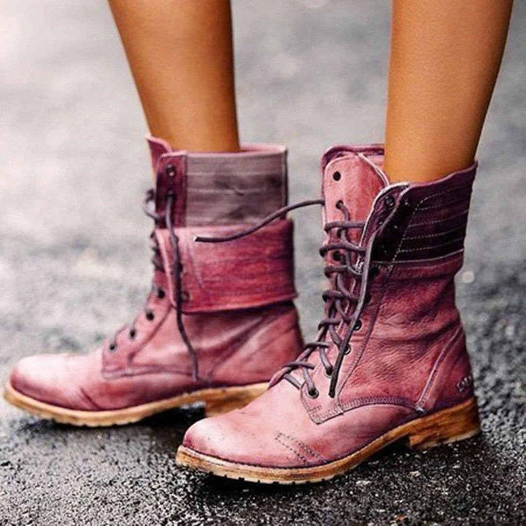 Astrid Bottines Femme – Bottines en Cuir à Lacets avec Style Vintage et Confort Quotidien