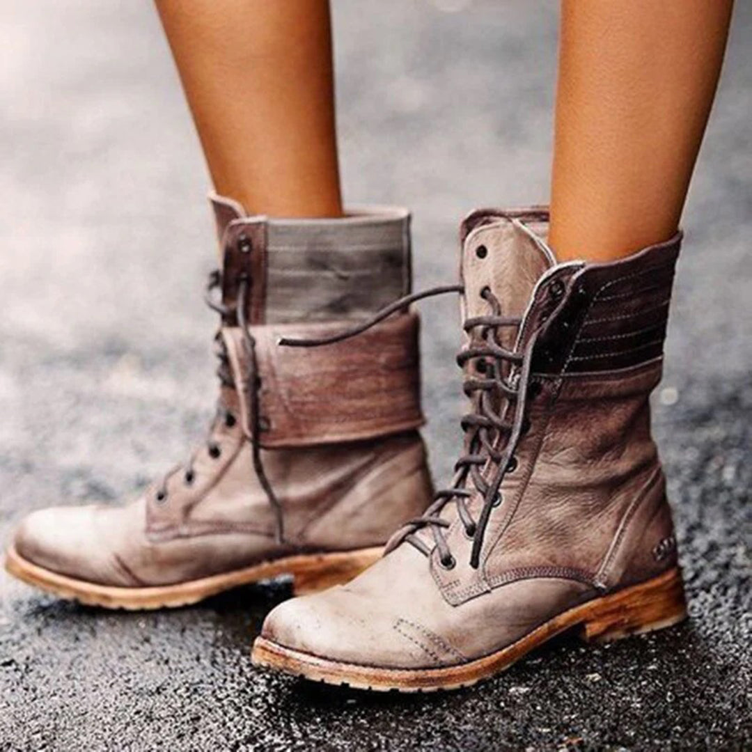 Astrid Bottines Femme – Bottines en Cuir à Lacets avec Style Vintage et Confort Quotidien