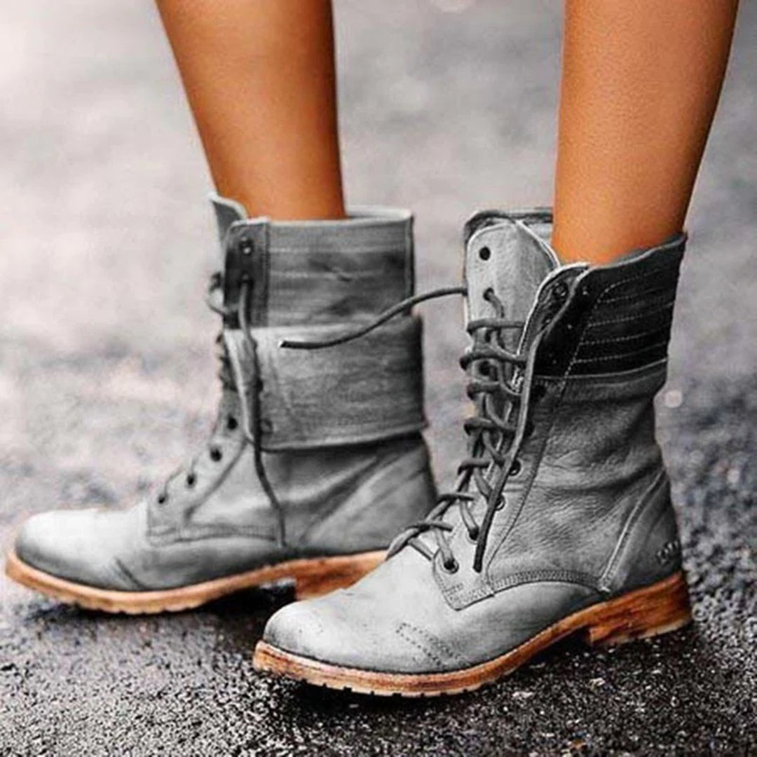 Astrid Bottines Femme – Bottines en Cuir à Lacets avec Style Vintage et Confort Quotidien
