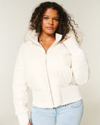 Morgan Manteau Hiver Femme – Veste Matelassée avec Capuche Amovible et Bordure en Fausse Fourrure