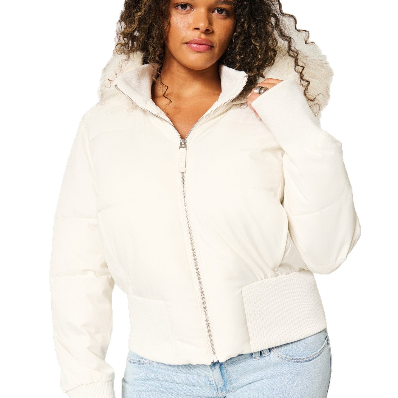 Morgan Manteau Hiver Femme – Veste Matelassée avec Capuche Amovible et Bordure en Fausse Fourrure