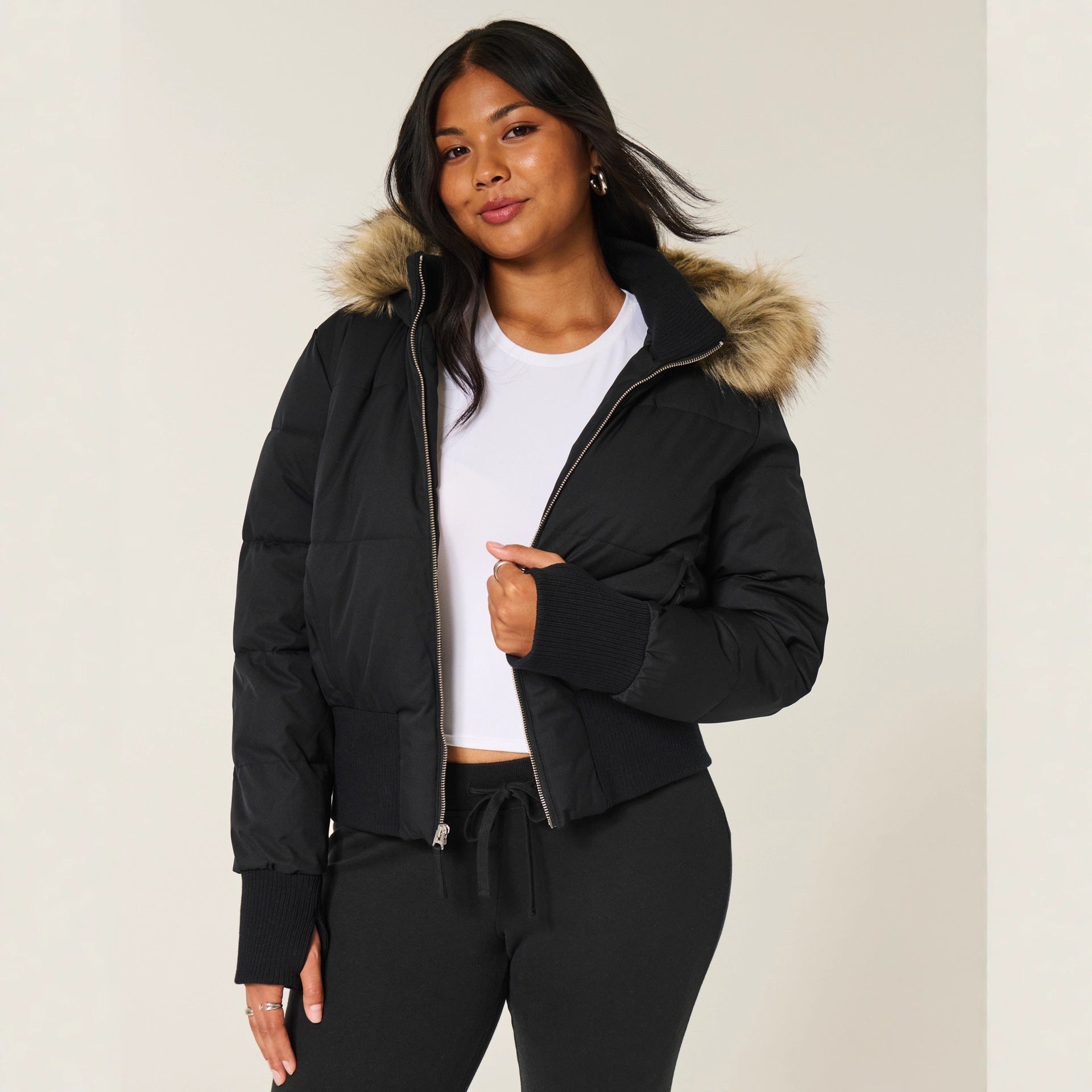 Morgan Manteau Hiver Femme – Veste Matelassée avec Capuche Amovible et Bordure en Fausse Fourrure