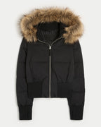 Morgan Manteau Hiver Femme – Veste Matelassée avec Capuche Amovible et Bordure en Fausse Fourrure