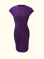 Isolde Women's Midi Dress – Elegant Fitted Cut with Draped Detail at the Waist