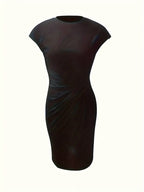 Isolde Women's Midi Dress – Elegant Fitted Cut with Draped Detail at the Waist
