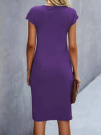 Isolde Women's Midi Dress – Elegant Fitted Cut with Draped Detail at the Waist