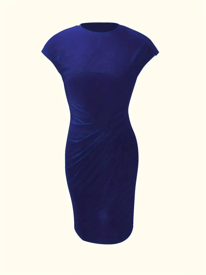 Isolde Robe Midi Femme – Coupe Ajustée Élégante avec Détail Drapé à la Taille