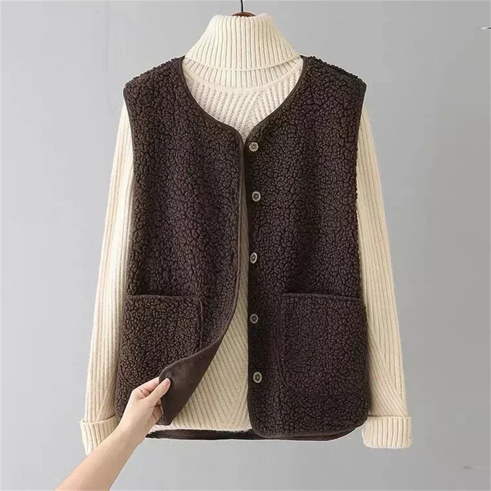 Riley Gilet Femme Sans Manches – Sherpa Doux, Poches Pratiques & Coupe Confortable