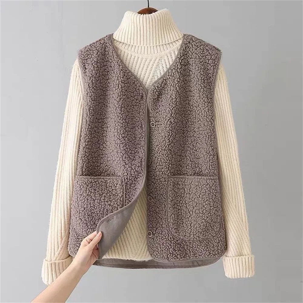 Riley Gilet Femme Sans Manches – Sherpa Doux, Poches Pratiques & Coupe Confortable