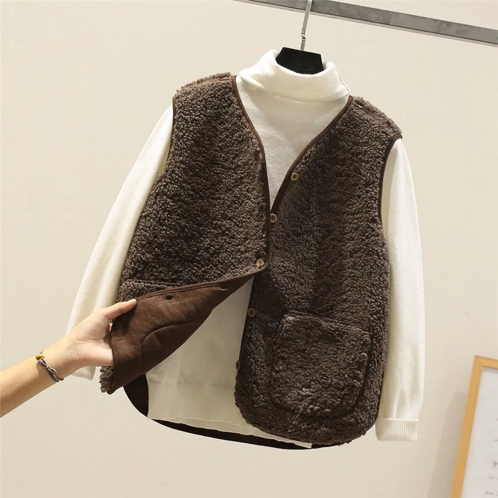 Riley Gilet Femme Sans Manches – Sherpa Doux, Poches Pratiques & Coupe Confortable