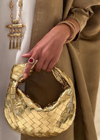 Brooklyn Sac Mini Tressé Femme – Sac Doré Élégant au Design Raffiné