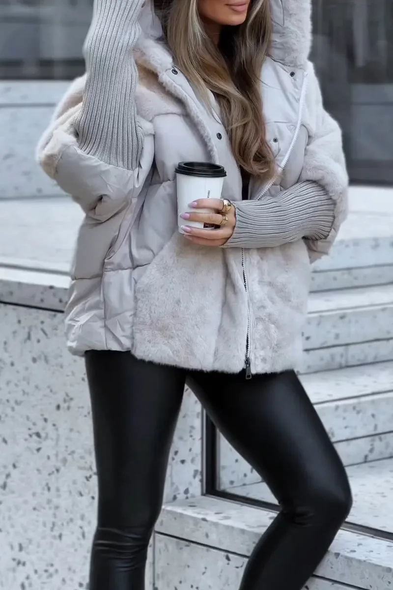 Finley Veste Femme d’Hiver – Manteau Matelassé à Capuche avec Finition Douce & Style Moderne