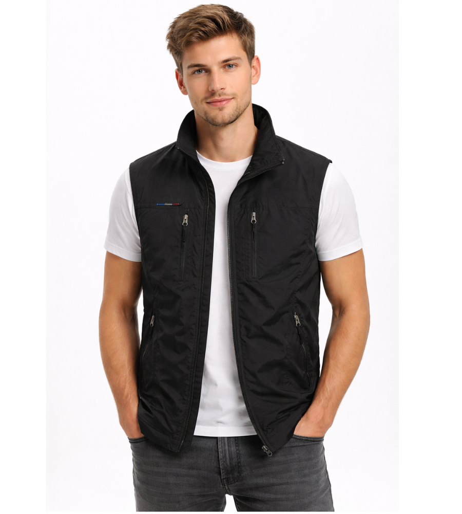 Bastien Bodywarmer Homme – Gilet Outdoor avec Fermeture Zippée, Col Montant et Poches Fonctionnelles