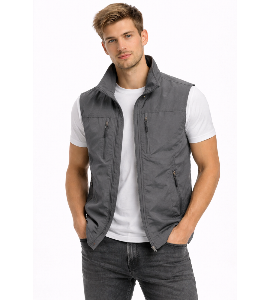 Bastien Bodywarmer Homme – Gilet Outdoor avec Fermeture Zippée, Col Montant et Poches Fonctionnelles