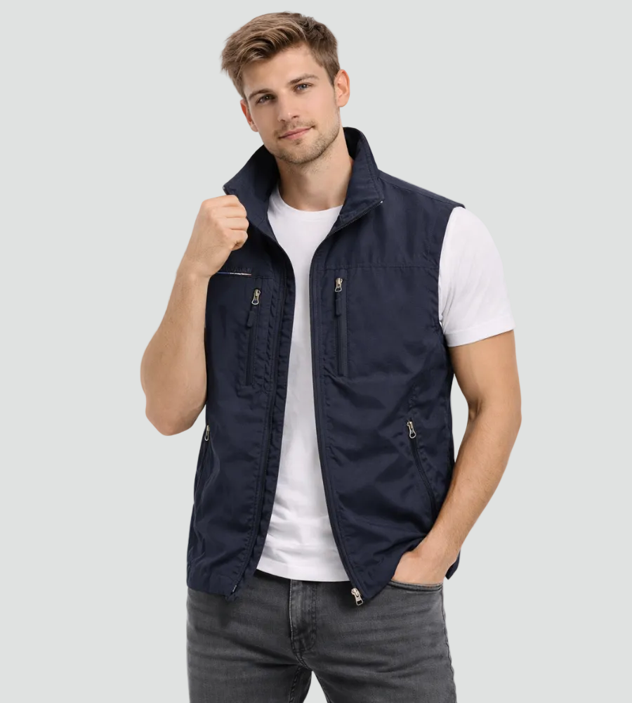 Bastien Bodywarmer Homme – Gilet Outdoor avec Fermeture Zippée, Col Montant et Poches Fonctionnelles